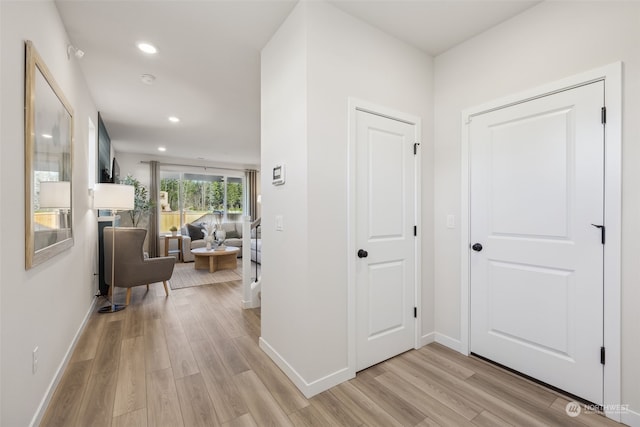 hall featuring light hardwood / wood-style flooring