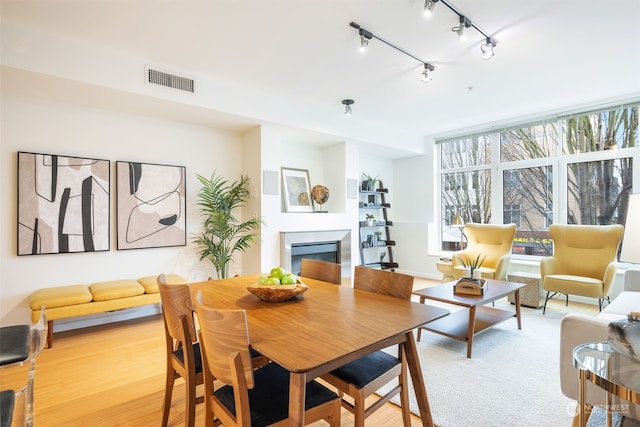 dining area with rail lighting