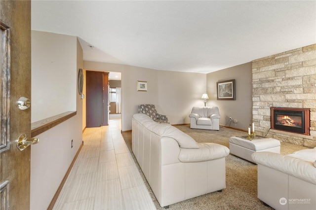 living room with a fireplace