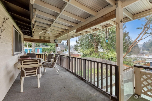 balcony with ceiling fan