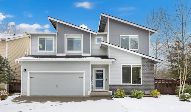 contemporary home with a garage