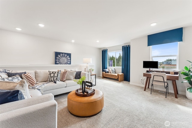 17920 139th Pl E, Puyallup, WA 98374 - living area featuring recessed lighting, baseboards, and carpet