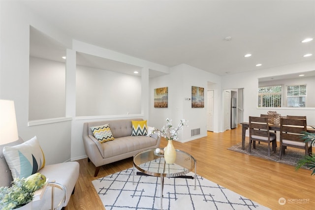 living room with wood-type flooring