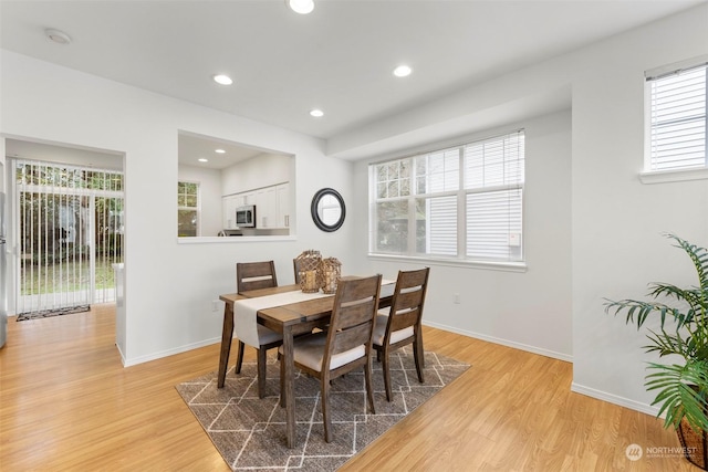 dining room with light hardwood / wood-style flooring