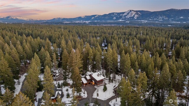 aerial view at dusk with a mountain view