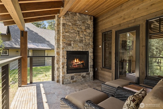 60 Birch Ct, Cle Elum, WA 98922 - view of patio with an outdoor stone fireplace