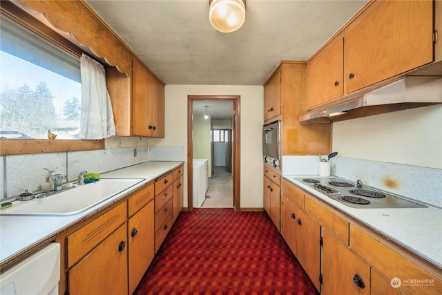 kitchen featuring sink, dishwasher, wall oven, electric stovetop, and a healthy amount of sunlight