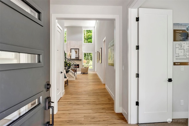 hall featuring light hardwood / wood-style floors