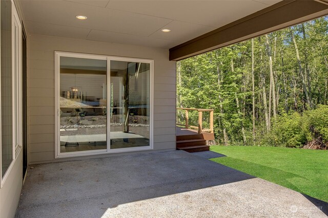 view of patio featuring a wooden deck