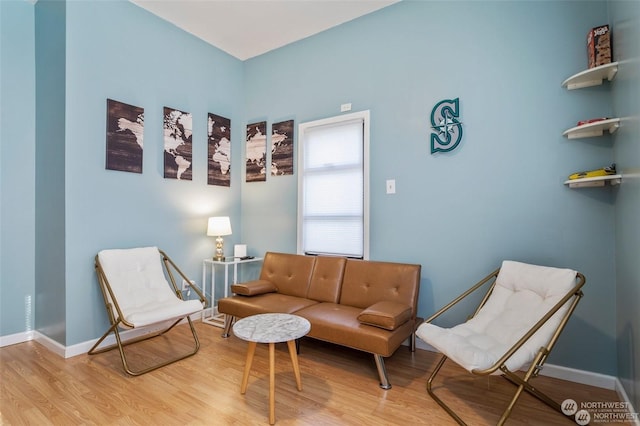 living area featuring light hardwood / wood-style flooring