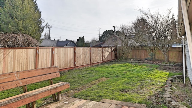 view of yard featuring a fenced backyard