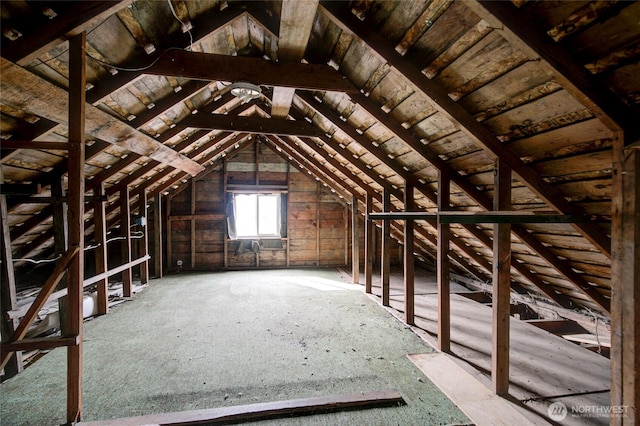 view of unfinished attic