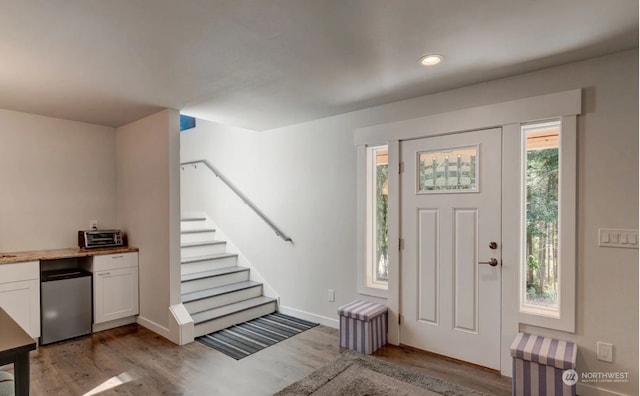 entryway with light wood-type flooring