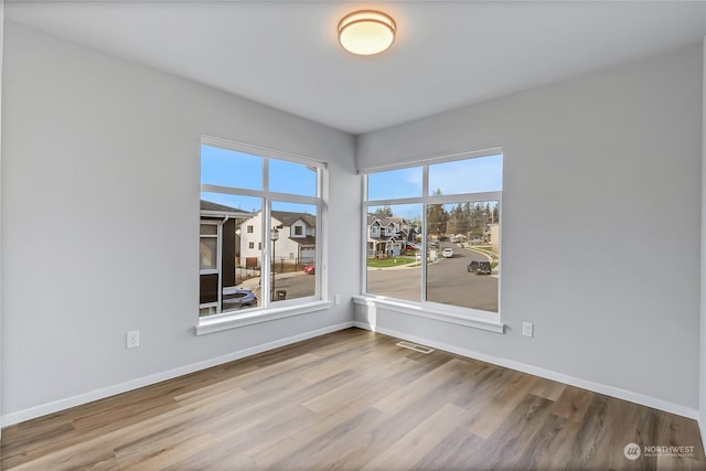 spare room with plenty of natural light and light wood-type flooring