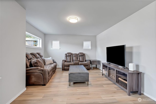 living room with light wood-type flooring