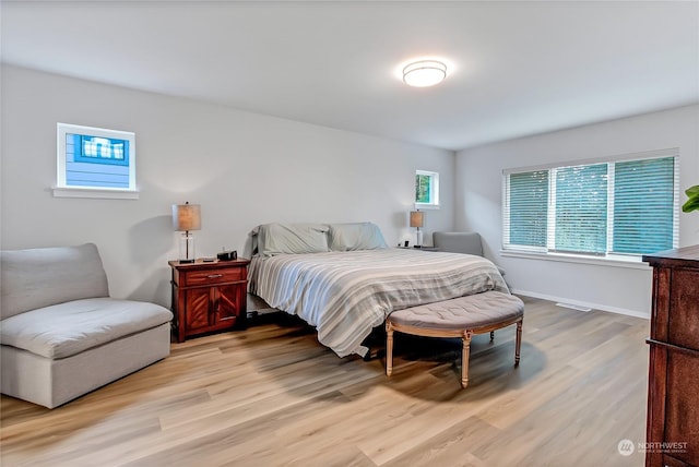 bedroom featuring light hardwood / wood-style floors