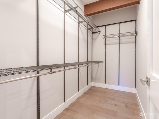 walk in closet featuring light wood-type flooring