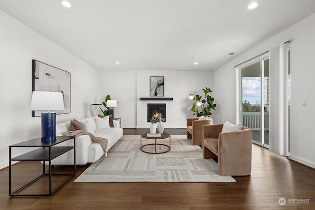 living room featuring wood-type flooring