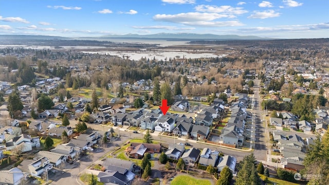 bird's eye view featuring a mountain view