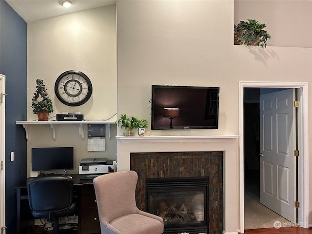 office area with hardwood / wood-style flooring