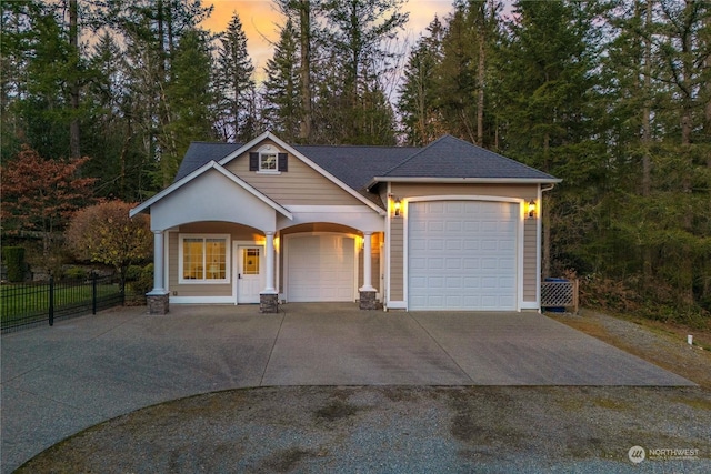 view of front facade featuring a garage