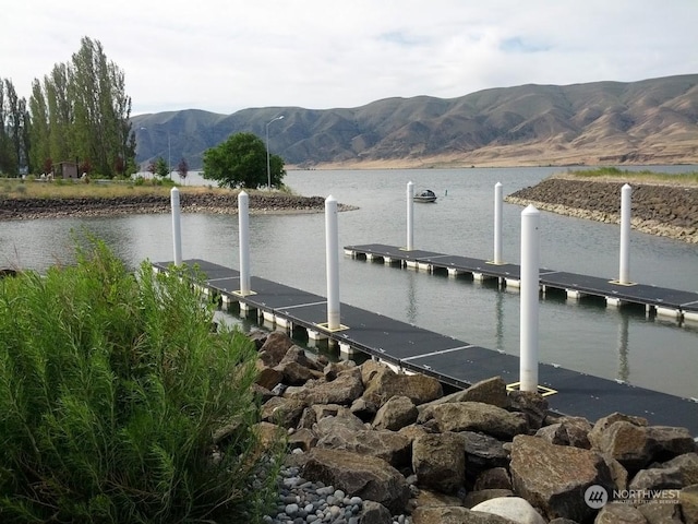 dock area with a water and mountain view