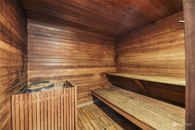 view of sauna