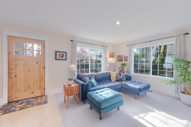 view of tiled living room