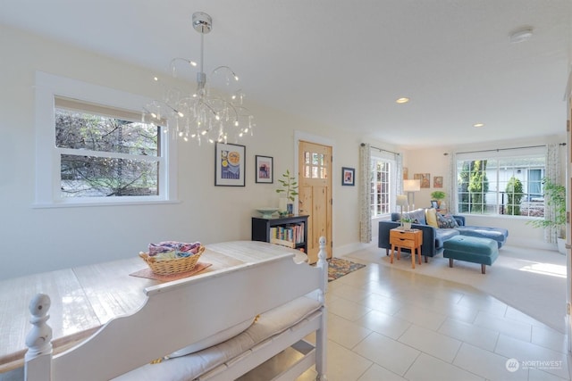 dining room featuring an inviting chandelier