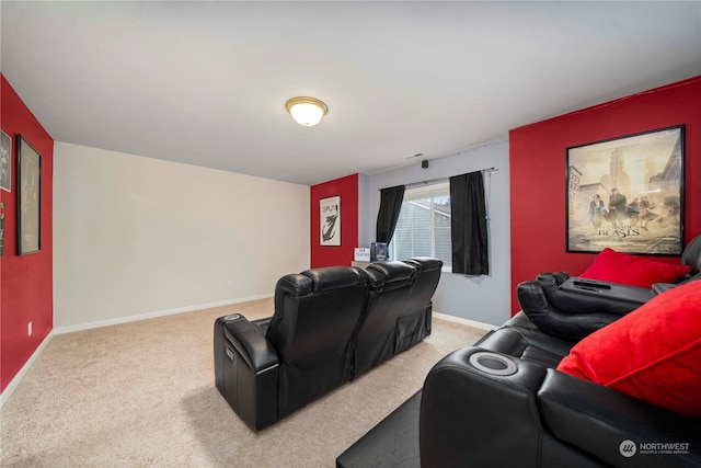 view of carpeted home theater room