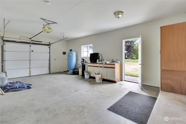 garage with a garage door opener