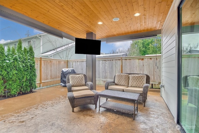 view of patio featuring an outdoor hangout area