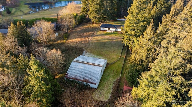 bird's eye view with a rural view and a water view