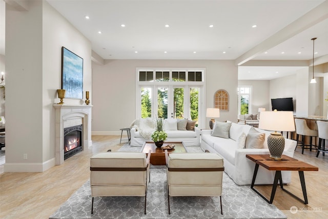 living room with french doors