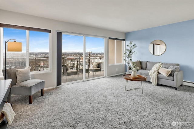 living room with carpet