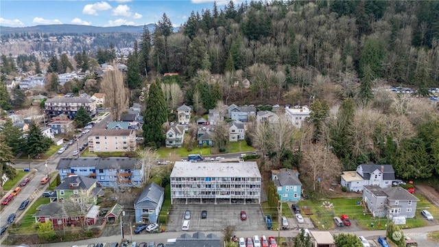 drone / aerial view with a mountain view