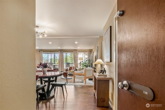 interior space with hardwood / wood-style floors