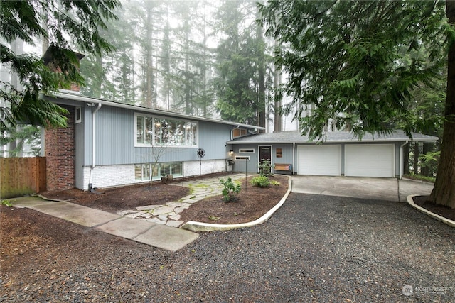 view of front of property with a garage