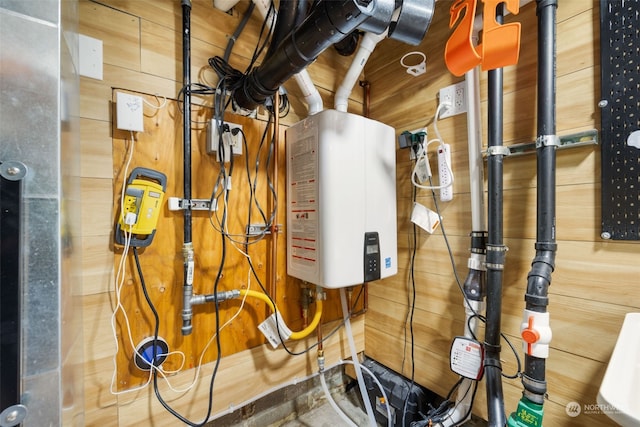 utility room with water heater