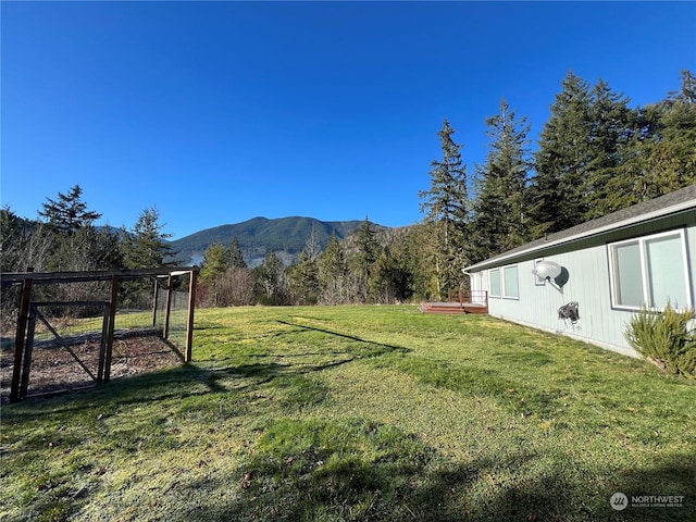 view of yard with a mountain view