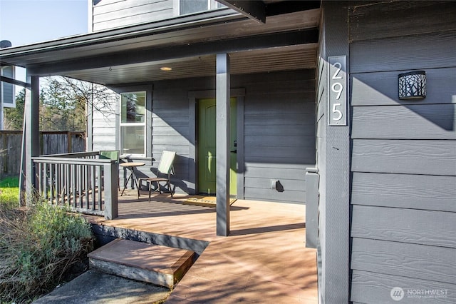 wooden deck featuring a porch