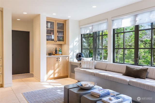 view of tiled living room