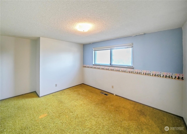 unfurnished room with carpet flooring and a textured ceiling