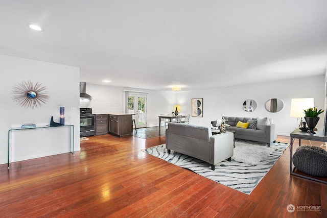 living room featuring light wood-type flooring