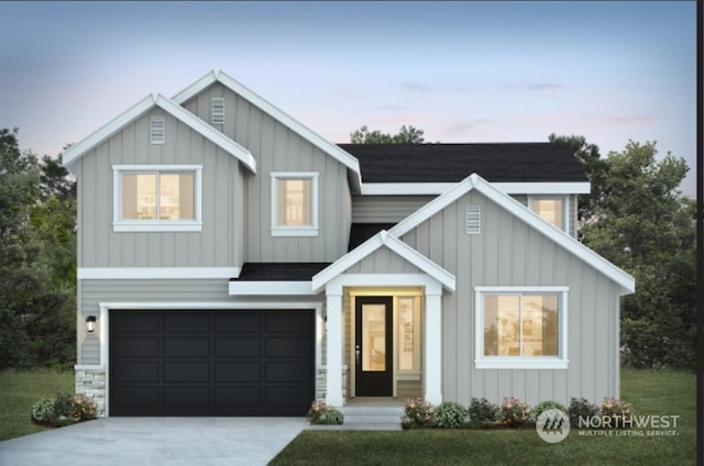 view of front of house with a garage