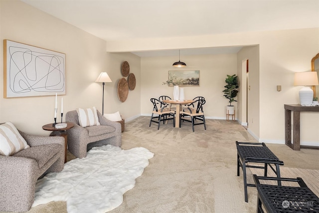 living room with light carpet