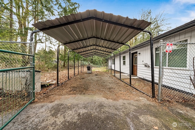 view of parking with a carport