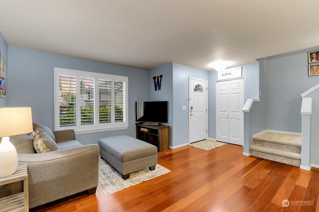 living room featuring wood-type flooring