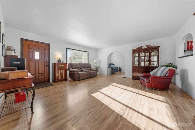 living room featuring light hardwood / wood-style floors