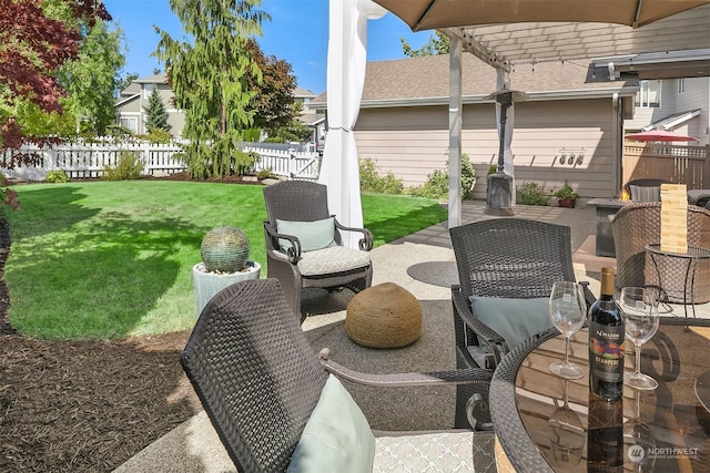 view of patio / terrace featuring a pergola